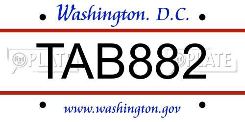 TAB882 District Of Columbia License Plate