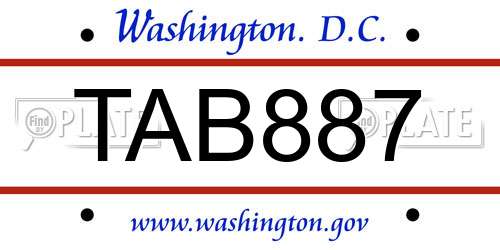 TAB887 District Of Columbia License Plate