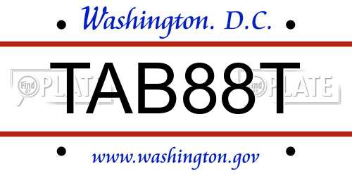 TAB88T District Of Columbia License Plate