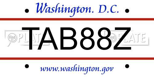 TAB88Z District Of Columbia License Plate