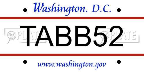 TABB52 District Of Columbia License Plate