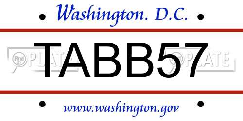 TABB57 District Of Columbia License Plate