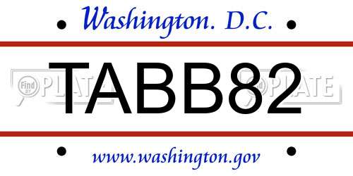TABB82 District Of Columbia License Plate