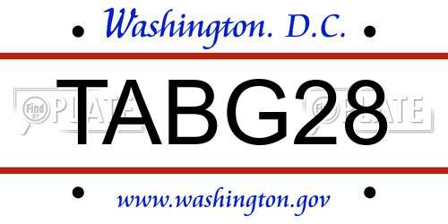 TABG28 District Of Columbia License Plate