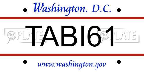 TABI61 District Of Columbia License Plate