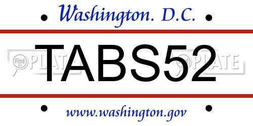 TABS52 District Of Columbia License Plate