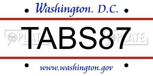 TABS87 District Of Columbia License Plate