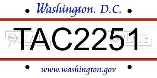 TAC2251 District Of Columbia License Plate