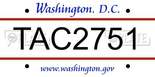 TAC2751 District Of Columbia License Plate