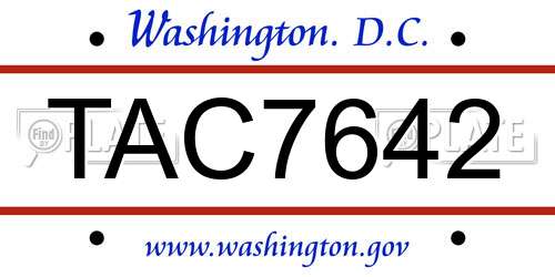 TAC7642 District Of Columbia License Plate
