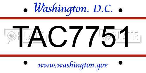 TAC7751 District Of Columbia License Plate