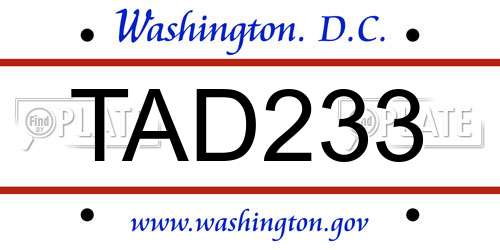TAD233 District Of Columbia License Plate
