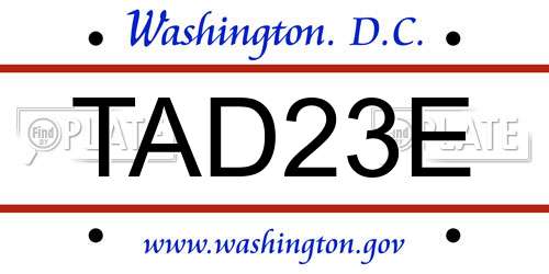 TAD23E District Of Columbia License Plate