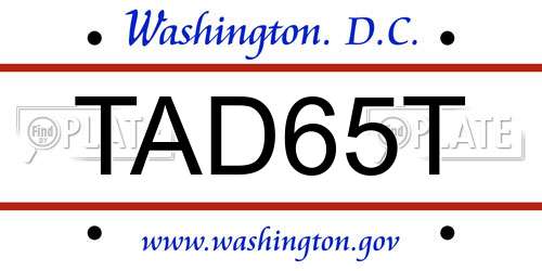 TAD65T District Of Columbia License Plate