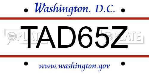 TAD65Z District Of Columbia License Plate