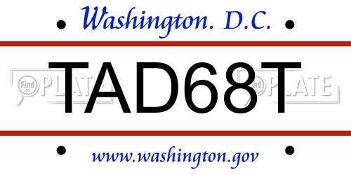 TAD68T District Of Columbia License Plate
