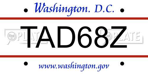 TAD68Z District Of Columbia License Plate
