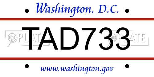 TAD733 District Of Columbia License Plate