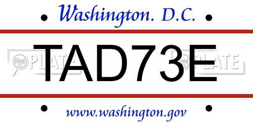 TAD73E District Of Columbia License Plate