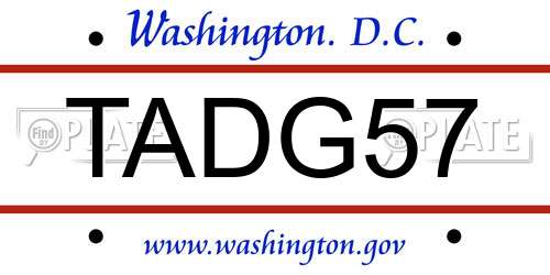 TADG57 District Of Columbia License Plate