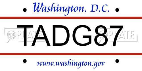 TADG87 District Of Columbia License Plate
