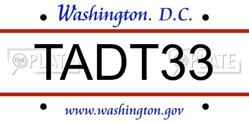 TADT33 District Of Columbia License Plate