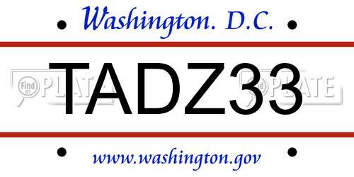 TADZ33 District Of Columbia License Plate