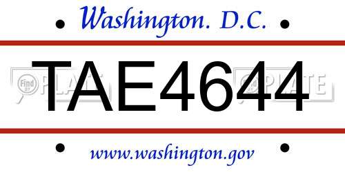 TAE4644 District Of Columbia License Plate