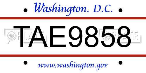TAE9858 District Of Columbia License Plate