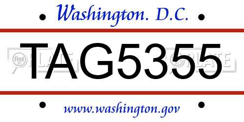 TAG5355 District Of Columbia License Plate
