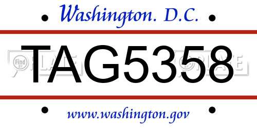 TAG5358 District Of Columbia License Plate