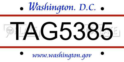 TAG5385 District Of Columbia License Plate