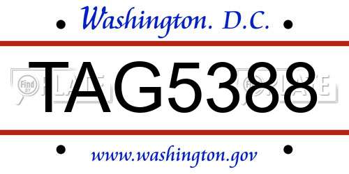 TAG5388 District Of Columbia License Plate
