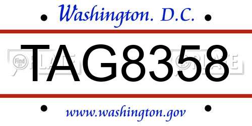 TAG8358 District Of Columbia License Plate