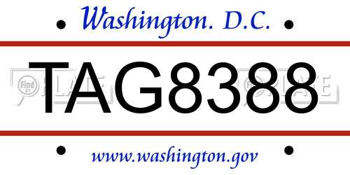 TAG8388 District Of Columbia License Plate