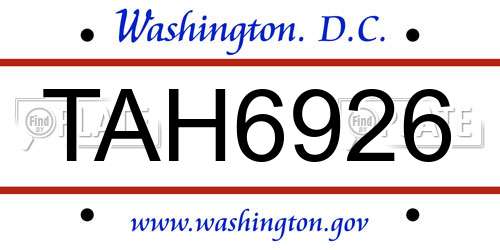 TAH6926 District Of Columbia License Plate