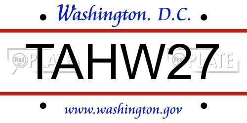 TAHW27 District Of Columbia License Plate