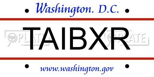 TAIBXR District Of Columbia License Plate