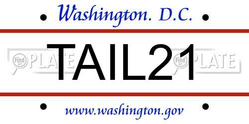 TAIL21 District Of Columbia License Plate