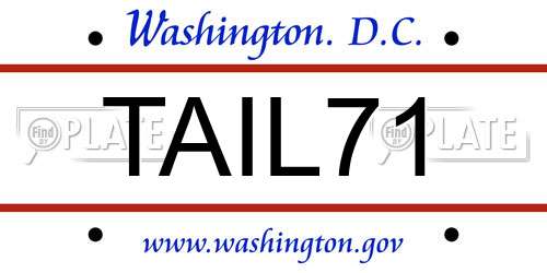 TAIL71 District Of Columbia License Plate