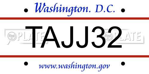 TAJJ32 District Of Columbia License Plate