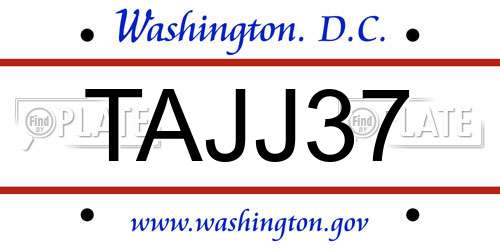 TAJJ37 District Of Columbia License Plate