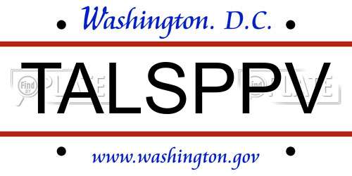 TALSPPV District Of Columbia License Plate