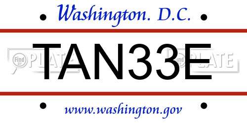 TAN33E District Of Columbia License Plate