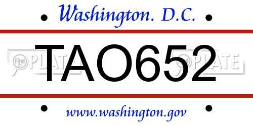 TAO652 District Of Columbia License Plate