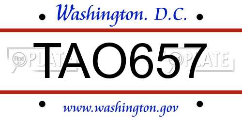 TAO657 District Of Columbia License Plate
