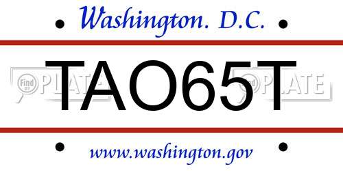 TAO65T District Of Columbia License Plate