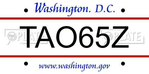TAO65Z District Of Columbia License Plate