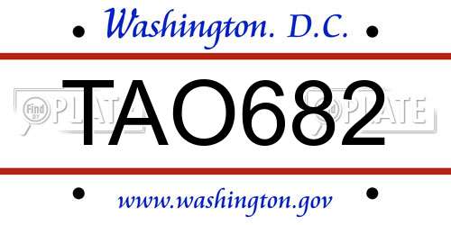 TAO682 District Of Columbia License Plate