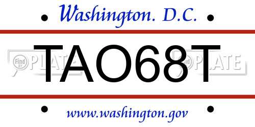 TAO68T District Of Columbia License Plate